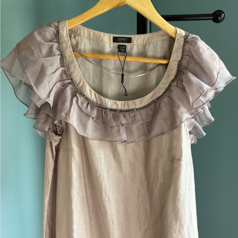 Esprit Pink Flutter Sleeve Ruffled Blouse - Picture 2 of 9